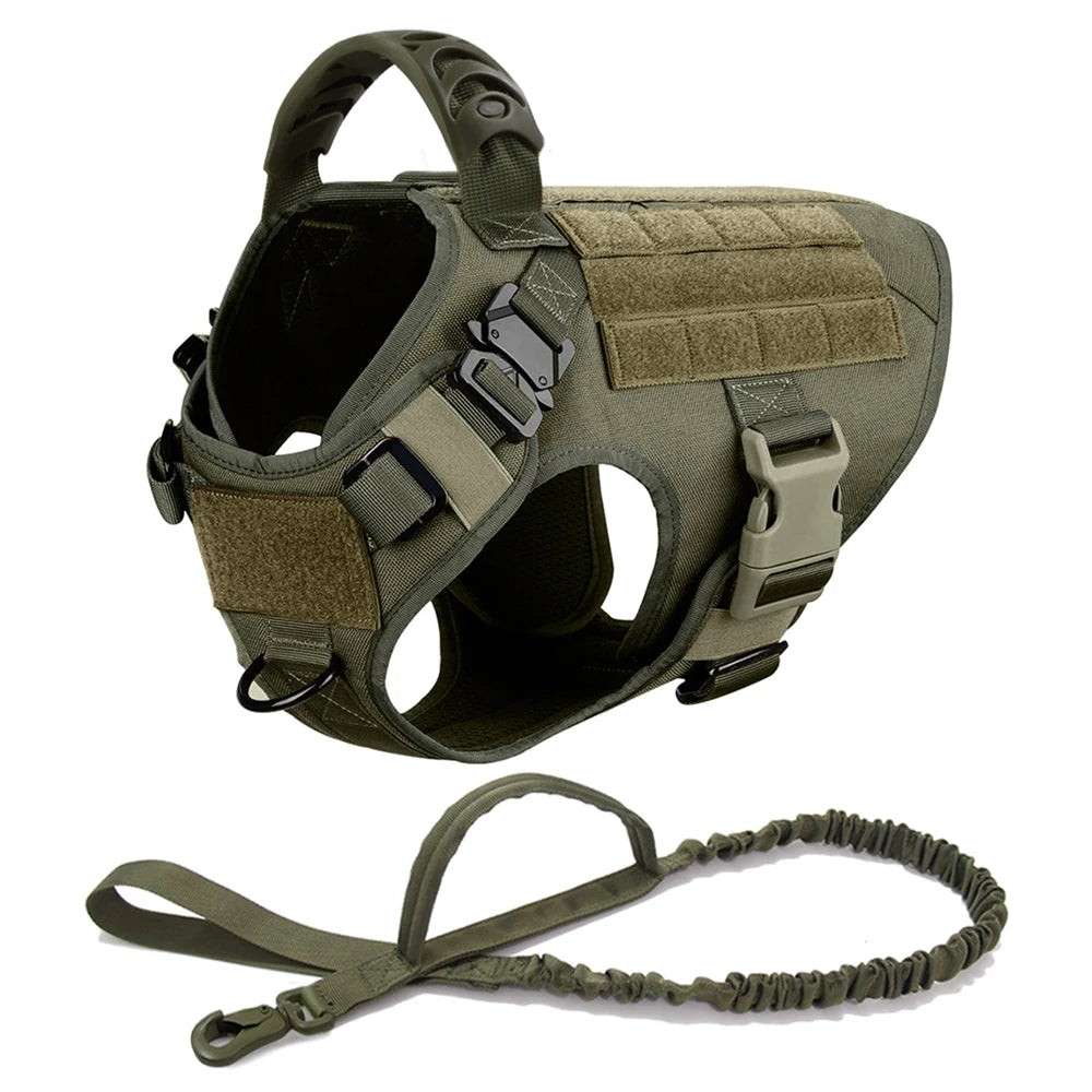 Tactical Dog Harness Leash Set for Large Dogs Military Harnesses for Training Walking Hunting Pet Vest Handle No Pull Malinois