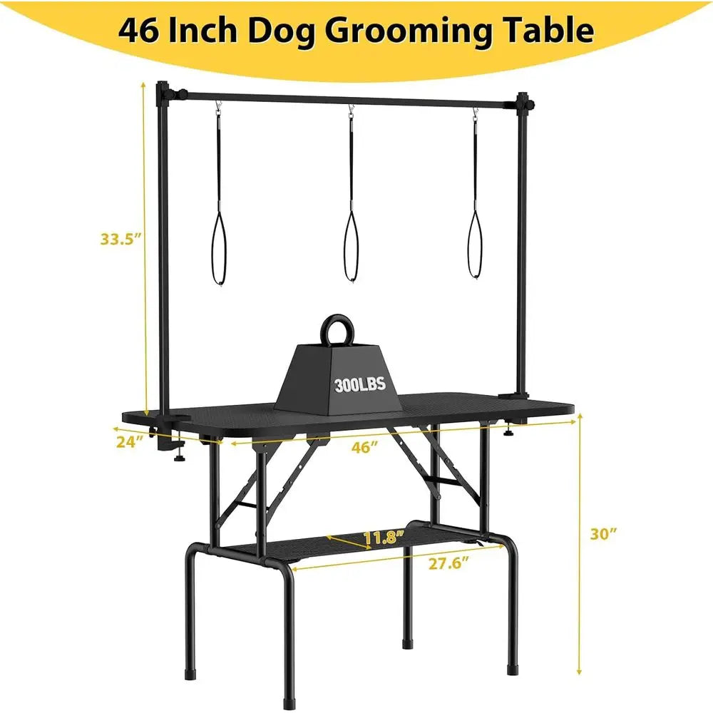 Adjustable 46 Home Pet Grooming Table with Arm, Noose, and Mesh Tray
