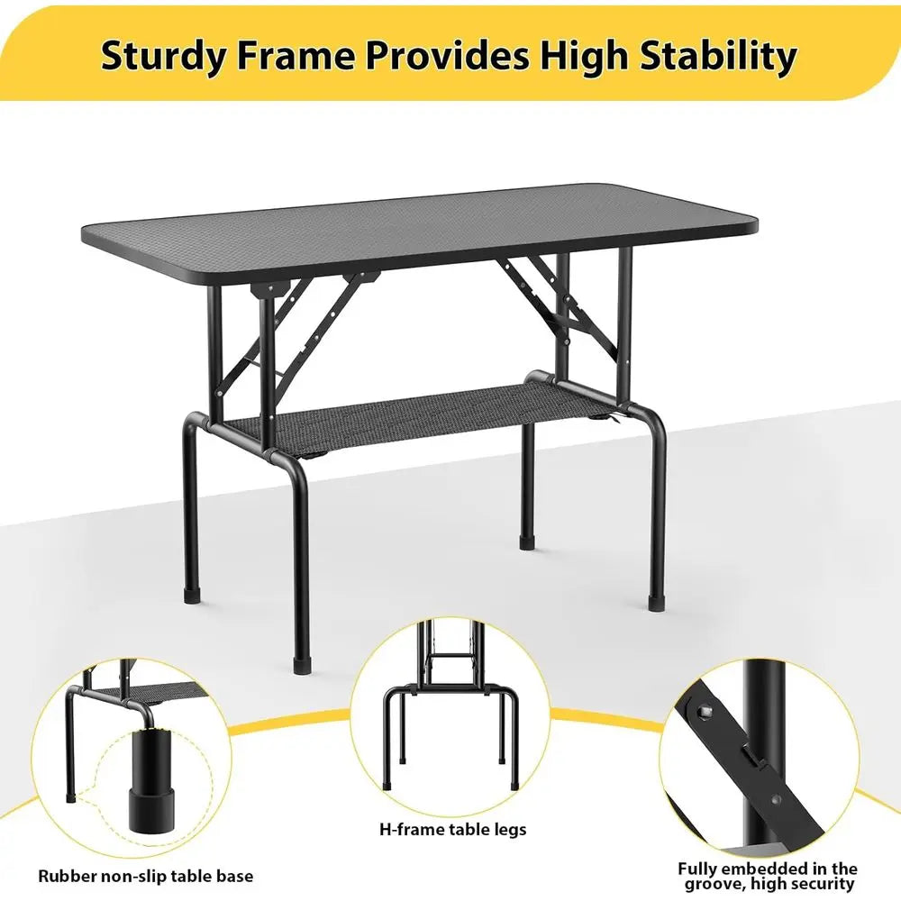 Adjustable 46 Home Pet Grooming Table with Arm, Noose, and Mesh Tray