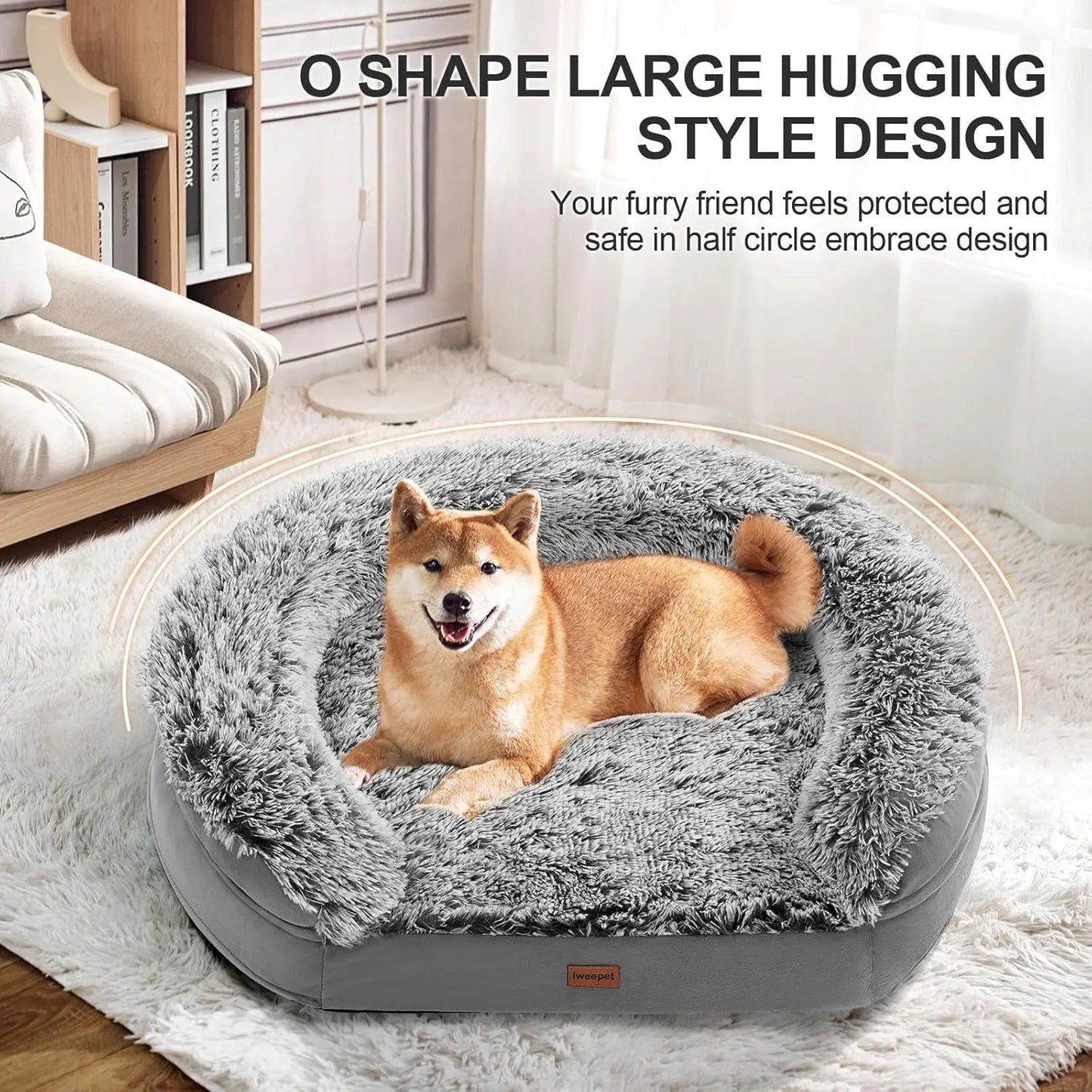3.7 inch Thickened Orthopedic Dog Beds for Extra Large Dogs, Supportive Dog Sofa Bed with 28D Egg-Crate Foam, Removable