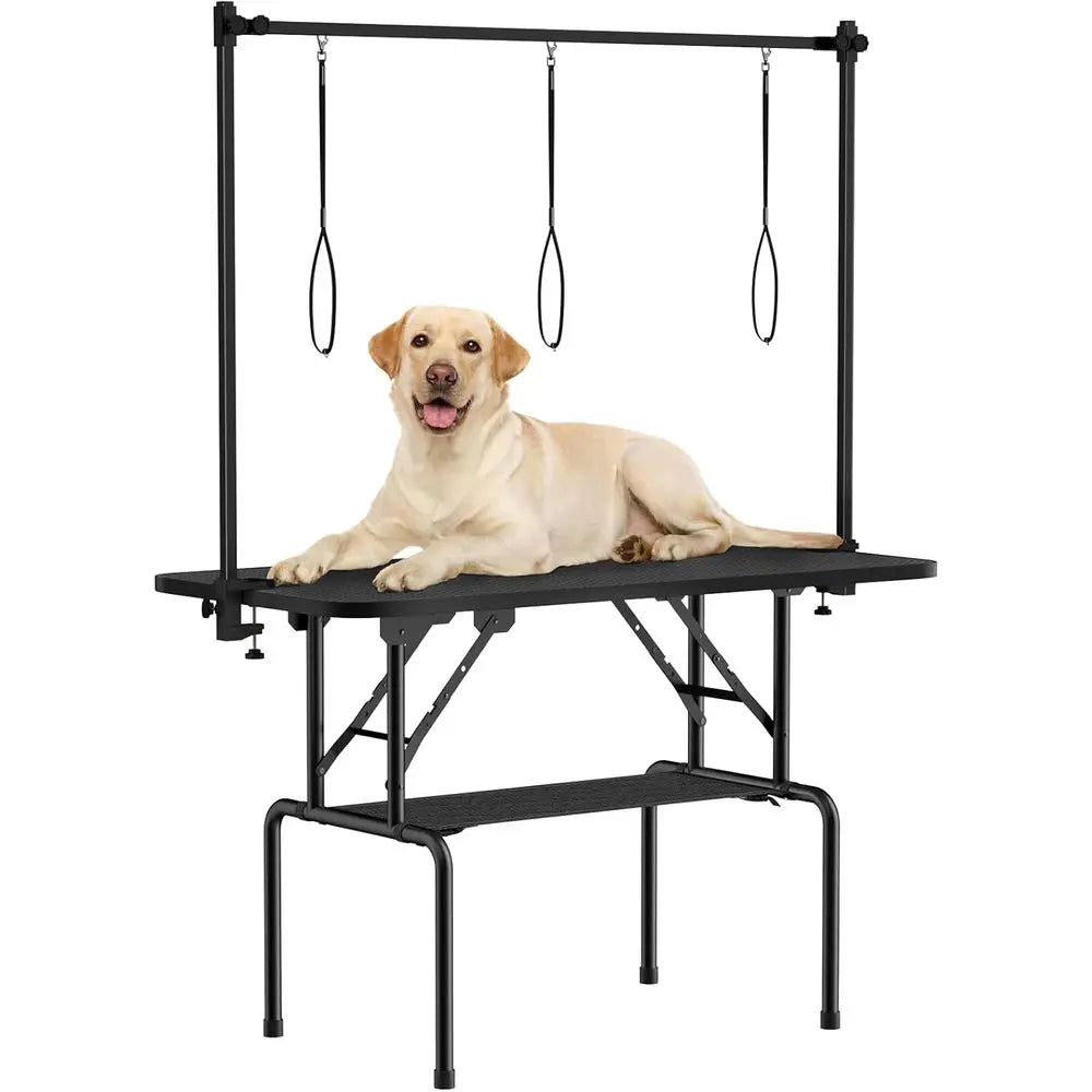 Adjustable 46 Home Pet Grooming Table with Arm, Noose, and Mesh Tray