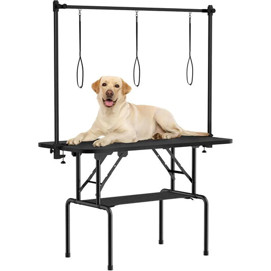 Adjustable 46 Home Pet Grooming Table with Arm, Noose, and Mesh Tray
